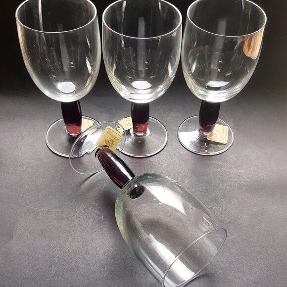 Lenox Crystal Avalon Amethyst Water Wine Goblets Stem Glasses Set of 4 New Cond. - Picture 4 of 15